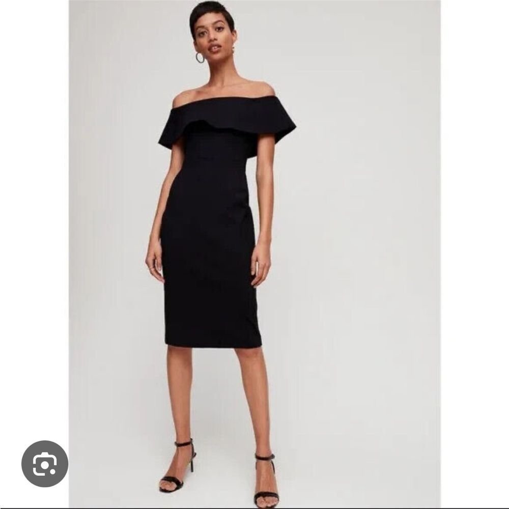 Aritzia Ruslan off the shoulder black dress